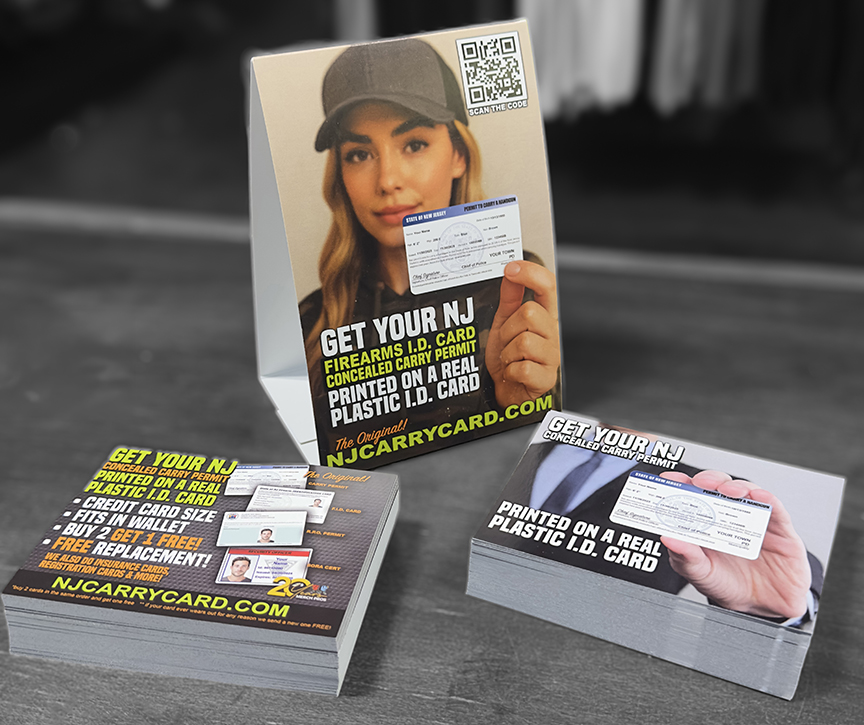 Counter cards and table tent promo kit for gun shops and instructors