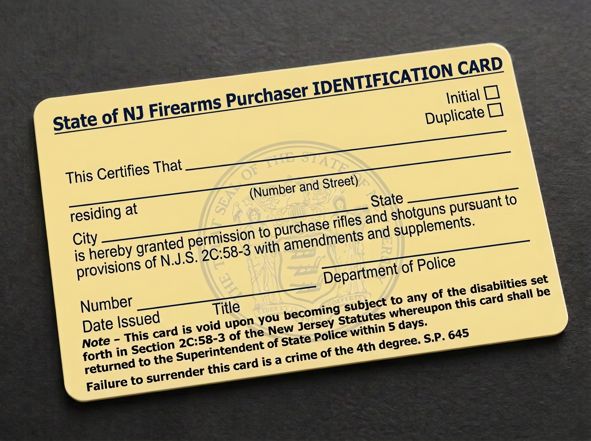 Old yellow-style New Jersey FID card converted to a plastic card